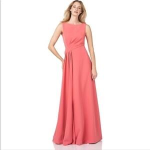 Kay Unger Pleated Waist Crepe A-Line Gown in Persimmon Size 6 NWT
